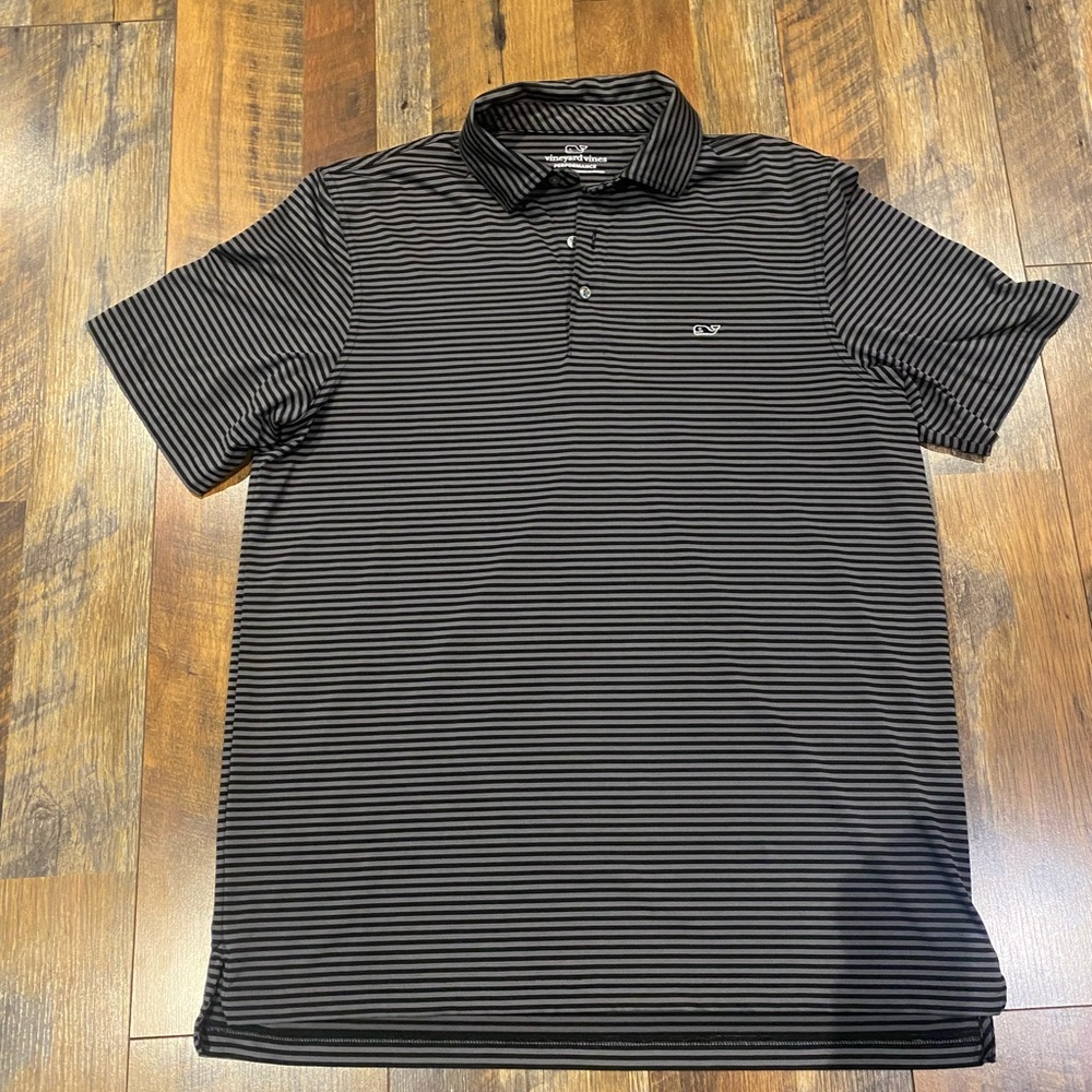 Gray and black vineyard vines performance polo